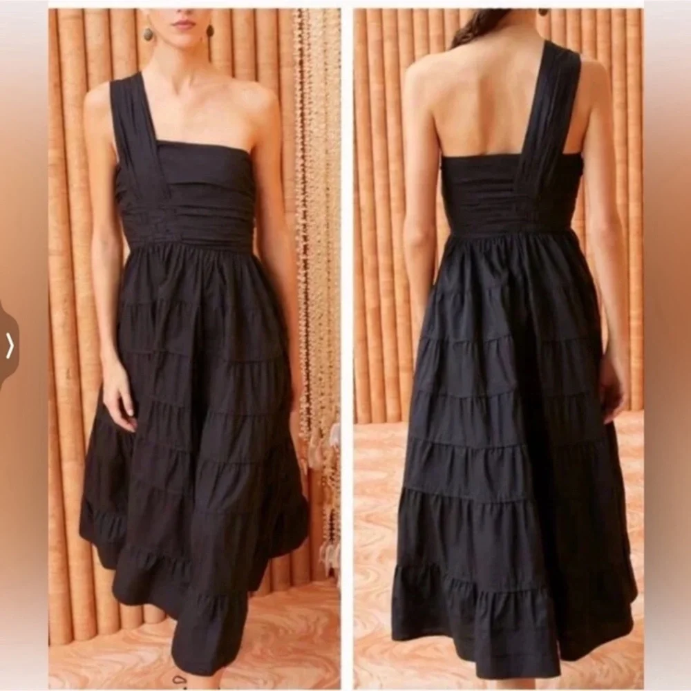 Ulla Johnson Ellie Midi Dress Gown Noir Black Sz 0 - Picture 5 of 5